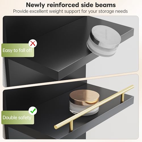 REIBII 6 Tier Wall Shelf Unit, Black Lack Shelf, Vanity Floating Shelves with LED Light, Versatile Floating Shelves for Bedroom, Living Room, Office - color: Black, size: 6 Tier (1-Pack)
