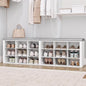 Hzuaneri Shoe Storage Bench with Cushion, Entryway Storage Bench with 18 Cubbies, 9.5" Widened Organizer Cabinet, Long Cubby Rack for Living Room, Bedroom, Entryway, White SB25703GY | 9.5" Widened Organizer Cabinet, large Cubby Shoe Rack for Living Room,