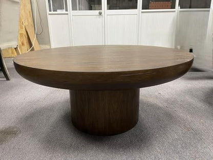 Round Coffee Table 36" Wood for Living Room Large Modern Solid Wooden Drum Circle Farmhouse Center Mid-Century Sofa Side Coffee Tables for Apartment Home Furniture Cocktail Tea Brown Easy Assemble - color: 36" Brown