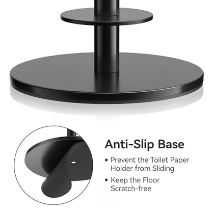 Freestanding Toilet Paper Holder with Shelf,5 Roll Storage,Matte Black | Holds 5 Toilet Paper Rolls,Rustproof Stainless Steel,Waterproof Storage Shelf,Freestanding No Drilling Design,Easy Assembly - color: Matte Black
