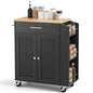 VEVOR Kitchen Island Cart with Storage, 31.3 in Wide Mobile Rolling Storage Island on Swivel Wheels, with Drawer, Storage Cabinet, Spice/Towel Rack, Table for Home Dining Room, Black - size: 31.3"W-Black