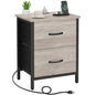 Vagusicc Nightstand with Charging Station, Bedside Table with USB Ports and Outlet, End Table Side Table with 2 Fabric Drawers for Bedroom, Living Room, Greige - color: Greige (1 Pack)