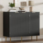 Housoul Fluted Sideboard Buffet Cabinet with 3 Doors, Black | Kitchen Storage Cabinet with Adjustable Shelves & Golden Handles, Modern Accent Cabinet, Coffee Bar for Kitchen, Living Room - color: Black