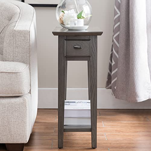 Leick Home 10071-GR One Drawer Chairside/Recliner End Table with Shelf, Smoke Gray - color: Smoke Gray
