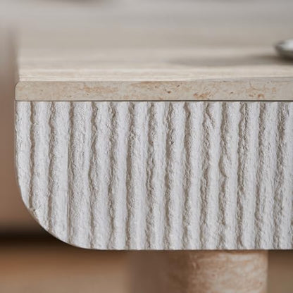 46.85" Faux Marble Coffee Table with Drawer Faux Travertine Pattern Rectangular Coffee Table for Living Room Wood Center Table Accent Tea Table for Apartment Office, Mars Pattern - color: Faux Marble-rectangular-46.85inch