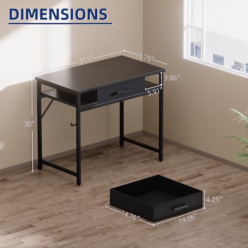 Pamray 32 Inch Small Computer Desk with Drawers for Bedroom Small Spaces | Compact, Sturdy, Easy Assembly, Mini, Suitable for Dorm and Apartment, Study and Writing - color: White