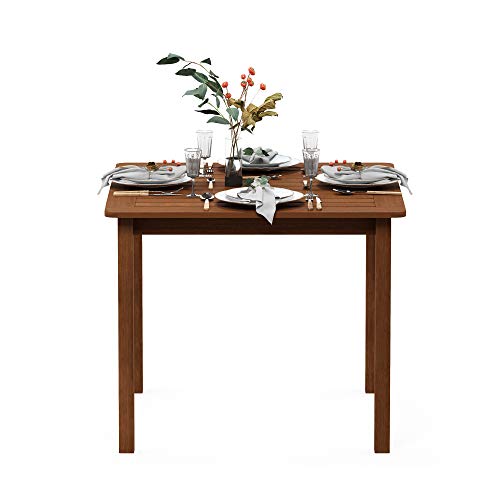 Furinno FG18006 Tioman Hardwood Patio Furniture Square Table with Umbrella Hole, Natural, 35.4"D x 35.4"W x 29.2"H - color: Natural, size: 35.4"D x 35.4"W x 29.2"H