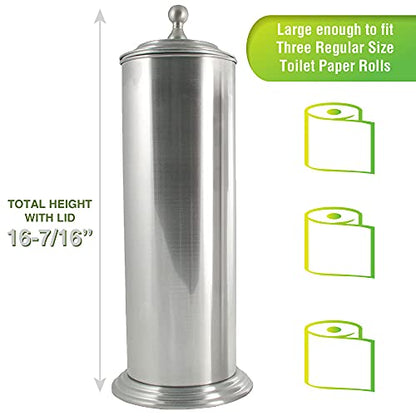 LDR Industries 164 6456BN Ashton Free Standing Regular Size Roll Toilet Paper Holder Canister, Brushed Nickel - color: Brushed Nickel