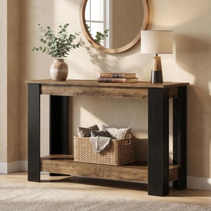 Tribesigns 41" Console Table for Entryway, Narrow Sofa Table Behind Couch | 2-Tier Modern Farmhouse Accent Furniture for Hallway, Living Room, Industrial Black & Rustic Brown