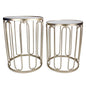 Rutledge & King Braswell End Table Set - Gold, Round, Nesting, Mirrored Tops - color: Braswell - Gold