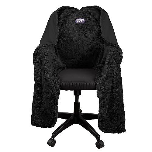 The Original Office Chair Blanket by SnuggleBack; Cozy Comfy Office Desk Chair Wrap Attaches for Hands-Free Warmth. Stay Warm In The Winter or Summer. (Black Pattern Fleece) - color: Black Pattern Fleece