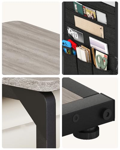 TV Tables for Eating Over Couch, Sofa Side Table Tray Dinner Recliner Chair | TV Trays on Couch Tables that Slide Under, Small Laptop C Shaped End Stand, Snack Food Breakfast Drink, Living Room ET-P-GYW1 - color: Greige