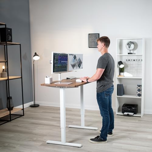 VIVO Compact Hand Crank Stand Up Desk Frame, White, DESK-M051MW | For 37 to 77 inch Table Tops, Height Adjustable, Ergonomic Standing Desk Legs, Foldable Handle - color: White