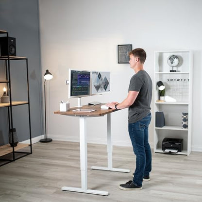 VIVO Compact Hand Crank Stand Up Desk Frame, White, DESK-M051MW | For 37 to 77 inch Table Tops, Height Adjustable, Ergonomic Standing Desk Legs, Foldable Handle - color: White