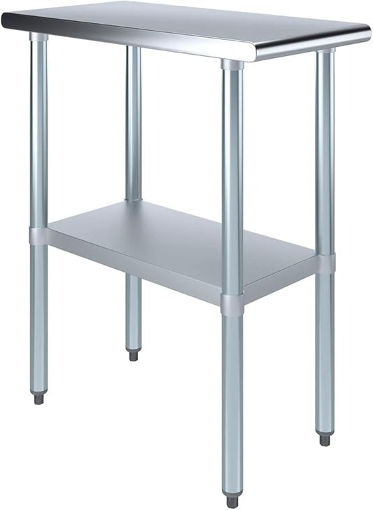 NSF-Certified Heavy-Duty Stainless Steel Prep Table – 30″ x 15″ Utility Workstation Table with Undershelf for Restaurants, Kitchens, Food Trucks - size: 15x30