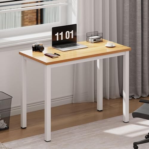 sogesfurniture Computer Office Desk Computer Table with BIFMA Certification Sturdy Office Desk Writing Desk,Teak&Black,BHUS-AC3BW-8040