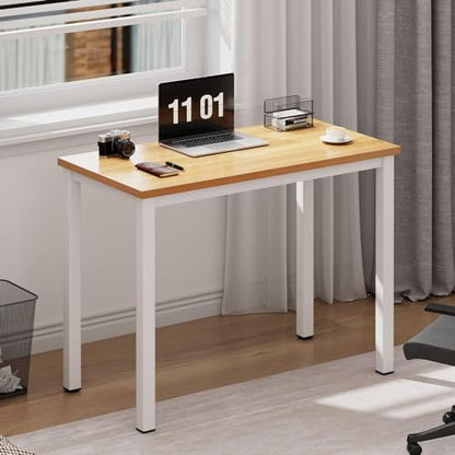 sogesfurniture Computer Office Desk Computer Table with BIFMA Certification Sturdy Office Desk Writing Desk,Teak&Black,BHUS-AC3BW-8040