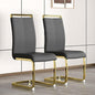 Baysitone Modern Dining Chairs Set of 2, Side & Kitchen Chairs with Gold Frame, Faux Leather Padded Seat High Back, for Dining, Kitchen & Living Room - Dark Grey - color: Grey With Gold Leg, size: Set of 2