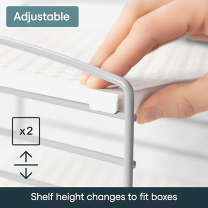 YouCopia UpSpace Adjustable Box Organizer for Foil Wrap and Kitchen Cabinet Storage, Original, White - size: Small Classic