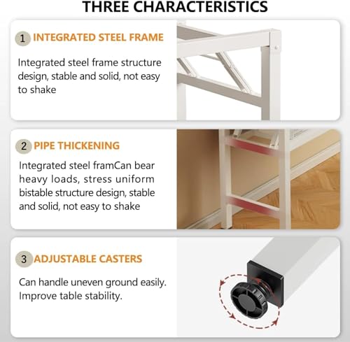 47.2 Inch Folding Table，Square Folding Desks for Small Space,Small Foldable Desk No Assembly - color: Frame：white/Board：white, size: 47.2"x23.6"