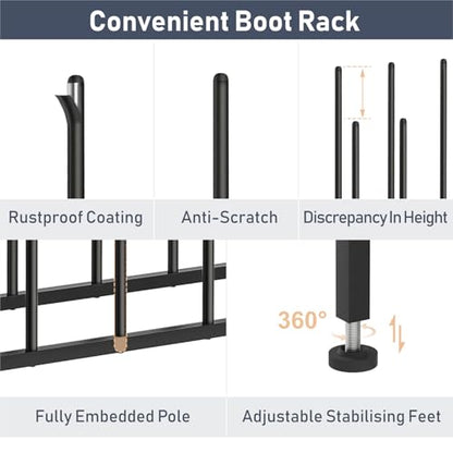 DIMJ Boot Rack 4-Tier - Black Metal Boot Storage Rack for Tall Boots Organizer Tall Boots, Multiuse Shoe Rack for Boots, Sneakers, High-Heel, Entryway, Fits 6 Pairs - size: 4 Tier - 6 Pairs