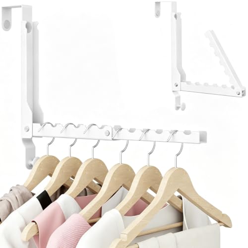 BAKON Heavy Duty Over the Door Hooks with 10 Ridges,Compact Double Folding Over the Door Hanger for Bathroom Bedroom Laundry, Over Door Drying Rack, Space Saving Over Door Hanger, Rustproof (1, White) - color: White(update)
