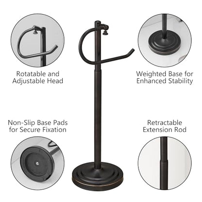 RFOUO Hand Towel Holder Stand, Towel Racks for Bathroom, Oil Rubbed Bronze | Stainless Steel, Adjustable 16.5-26 Inch,Heavy base,Space Saving Standing Towel Rack For Bathroom Kitchen Vanity Countertops - color: Oil Rubbed Bronze