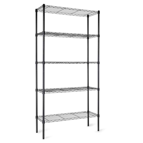 Amazon Basics 5-Shelf Adjustable Heavy Duty Steel Wire Storage Shelves for Garage, Kitchen, Easy Assembly, 36" x 14" x 72", Black - color: Black, size: 36" L x 14" W x 72" H, style: 5 -Shelf