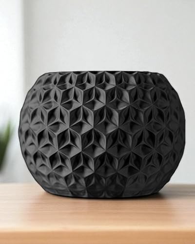Trinity Sphere Planter – Modern Geometric Plant Pot for Indoor Plants, Succulents, Herbs Decorative Vase for Table, Shelf, Office, Home Decor (Black, Outer Dimensions: Compact 6" Width x 4.5" Height)