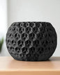 Trinity Sphere Planter – Modern Geometric Plant Pot for Indoor Plants, Succulents, Herbs Decorative Vase for Table, Shelf, Office, Home Decor (Black, Outer Dimensions: Compact 6" Width x 4.5" Height)