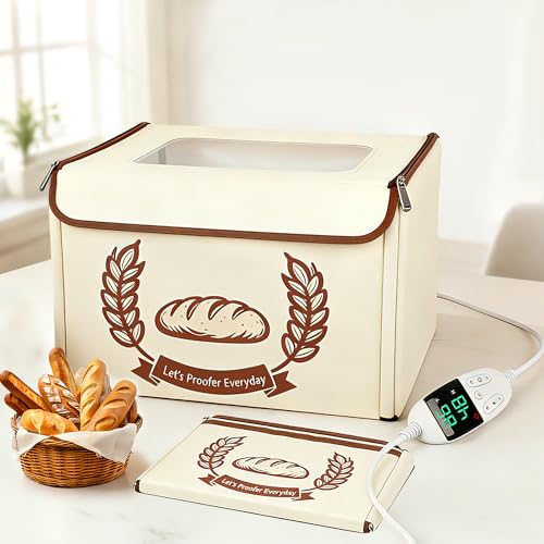 Folding Bread Proofing Box Dough Proofer, Electric Sourdough Warmer with 68-131°F Temp Control & 99H Timer, Dough Proofing Box Basket with Metal Rack for Baking Pizza, Yogurt, Kombucha, Large Capacity
