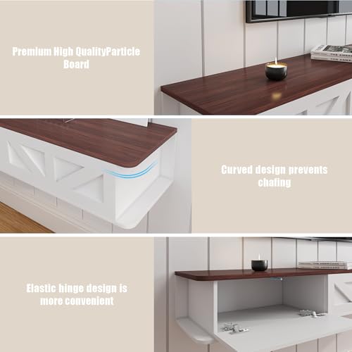 HedoAjim White Floating TV Stand for 43 55 65 70 inch TV, Entertainment Center Media TV Console Shelf and Storage Drawers for Wall for Living Room Bedroom
