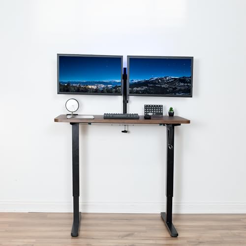 VIVO Compact Hand Crank Stand Up Desk Frame, Black, DESK-M051MB | For 37 to 77 inch Table Tops, Height Adjustable, Ergonomic Standing Desk Legs, Foldable Handle - color: Black