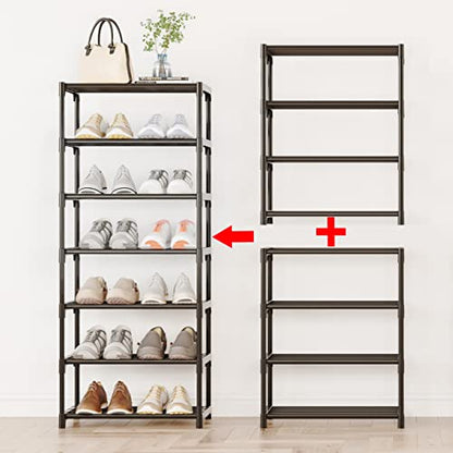 4-Tier Small Shoe Rack, Metal Stackable Kids Shoe Shelf Storage Zapateras Organizer,Narrow Shoe Rack Sturdy for Closet Hallway Entryway Living Room Bedroom (Black) - size: 4-Black