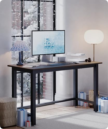 43" Home Office Desk Modern Computer Desk 43.3x23.6x29.5 inches PC Table with Thicken Frame Industrial Style Sturdy Metal Frame Furniture for Writing Gaming Rustic Brown+Black - color: Rustic Brown+black, size: 43
