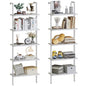 aboxoo Ladder Shelf 2 PCS White Bookshelf 5-Tier Wooden Open Shelf Wall-Mounted Wood Rack Industrial Modern Plant Flower Stand Utility Organizer Bookcase Metal Frame Furniture Office Kitchen Bedroom - color: White Wood 5-tier, size: 2PCS