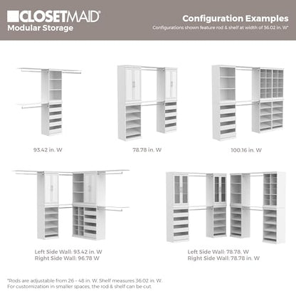 ClosetMaid Modular Storage Shelf Unit with 12 Adjustable Shelves & Dividers, White - color: White