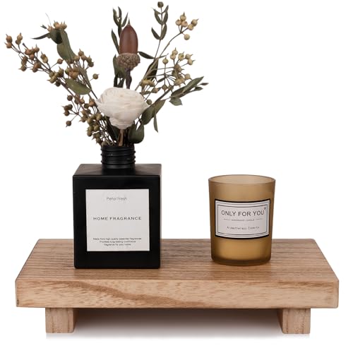 Wood Bathroom Tray Farmhouse Decor Kitchen Soap Holder, 9"x6" Brown | Waterproof, Lightweight, Easy Clean, Small Wooden Riser Pedestal Stand Accessories for Office Desk, Vanity, Counter, Sink - color: Brown, size: 9" x 5.9" x 1.6"