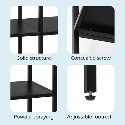 HDANI 31.5 Inch Metal Console Table with 3 Tier Strage Shelves,Narrow Entryway Table,Modern Sofa Tables for Entryway, Living Room,Bedroom,Black - color: Black, size: 31.5×9.84×29.53in