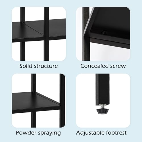 HDANI 39.4 Inch Metal Console Table with 3 Tier Strage Shelves,Narrow Entryway Table,Modern Sofa Tables for Entryway, Living Room,Bedroom,Black - color: Black, size: 39.37×11.81×31.5in