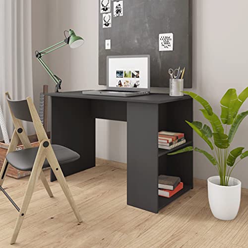Modern Gray Engineered Wood Rectangular Desk with Ample Workspace, Durable Construction and Sleek Matte Finish for Home Office and Study Use - color: Grey