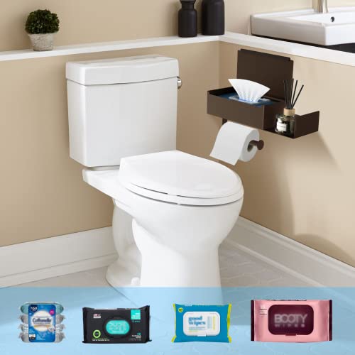 Toilet Paper Holder with Shelf, FUNLEU Flushable Wipes Dispenser for Bathroom, Self Adhesive Toilet Paper Holder with Storage - Stainless Steel Toilet Holder Keep Wipes Hidden Out of Sight, Bronze - color: Bronze