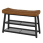 YATINEY Shoe Bench, 3-Tier Shoe Rack, Entryway Bench with Storage and Cushion, for Hallway, Foyer, Bedroom, Brown and Black HX02BV - color: Brown + Black