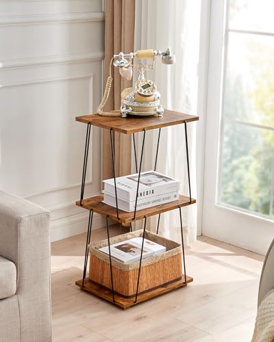 KJGKK Tall End Table, Small Side Table, 29 inch High Entryway Table, Bedside Table for Living Room, Bedroom and Office, Rustic Brown - color: Rustic Brown + Black