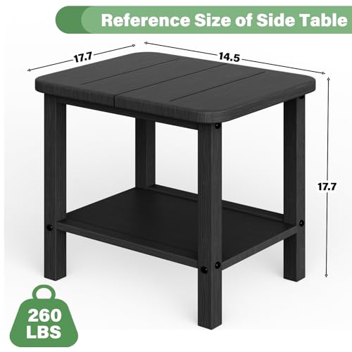 Patio Side Table, Small Rectangular HDPE Adirondack End Table for Outdoor Use in Pool, Garden, Lawn, Backyard,Black - color: Black