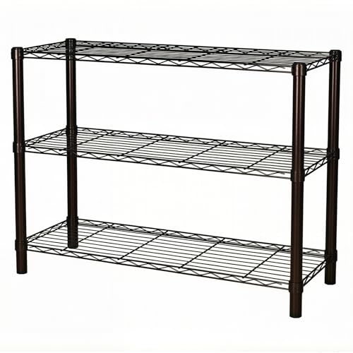 Wire Shelving Units,36"W x 14"D x 32"H Metal Storage Display Shelf | Adjustable Carbon Steel Standing Shelving Rack for Garage Bathroom Kitchen Home Office Living Room (3-Tiers, Black) - color: Black, size: 3-Tiers