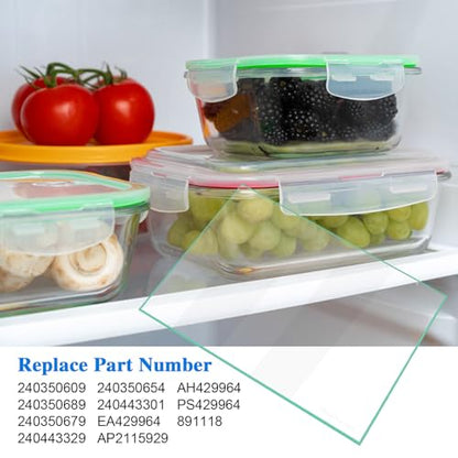 240350609 Glass Shelf Replacement Compatible with Frigidaire Kenmore Refrigerator – Crisper Pan Insert Replacement Parts for LFHT2131QE1, FFHT2131QS6, AP2115929 - color: 240350609