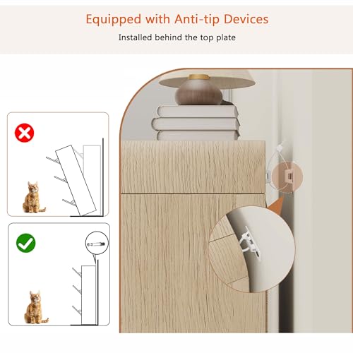 Garvee Shoe Cabinet with 3 Flip Drawers, Modern Narrow Shoe Storage Cabinet Organizer with Adjustable Shelf, 46" Tall Hidden Freestanding Shoe Rack Cabinet for Entryway, Hallway, Natural Oak - color: Natural Oak