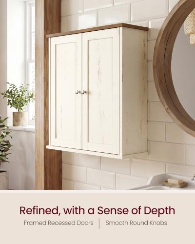 VASAGLE SIREN Collection Bathroom Wall Cabinet, Hanging Storage | Bathroom storage cabinet, for medicines, farmhouse, 2 adjustable shelves, 7.9 x 22 x 23.6 Inches