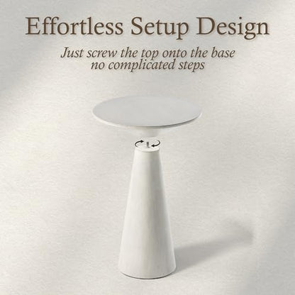 COZAYH Farmhouse Pedestal Small End Table Round Martini Table Wood Plant Stand Rustic Drink Table for Small Space Living Room, Bedroom, White - color: White